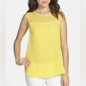 Vince Camuto Neon Yellow Sheer Blouse